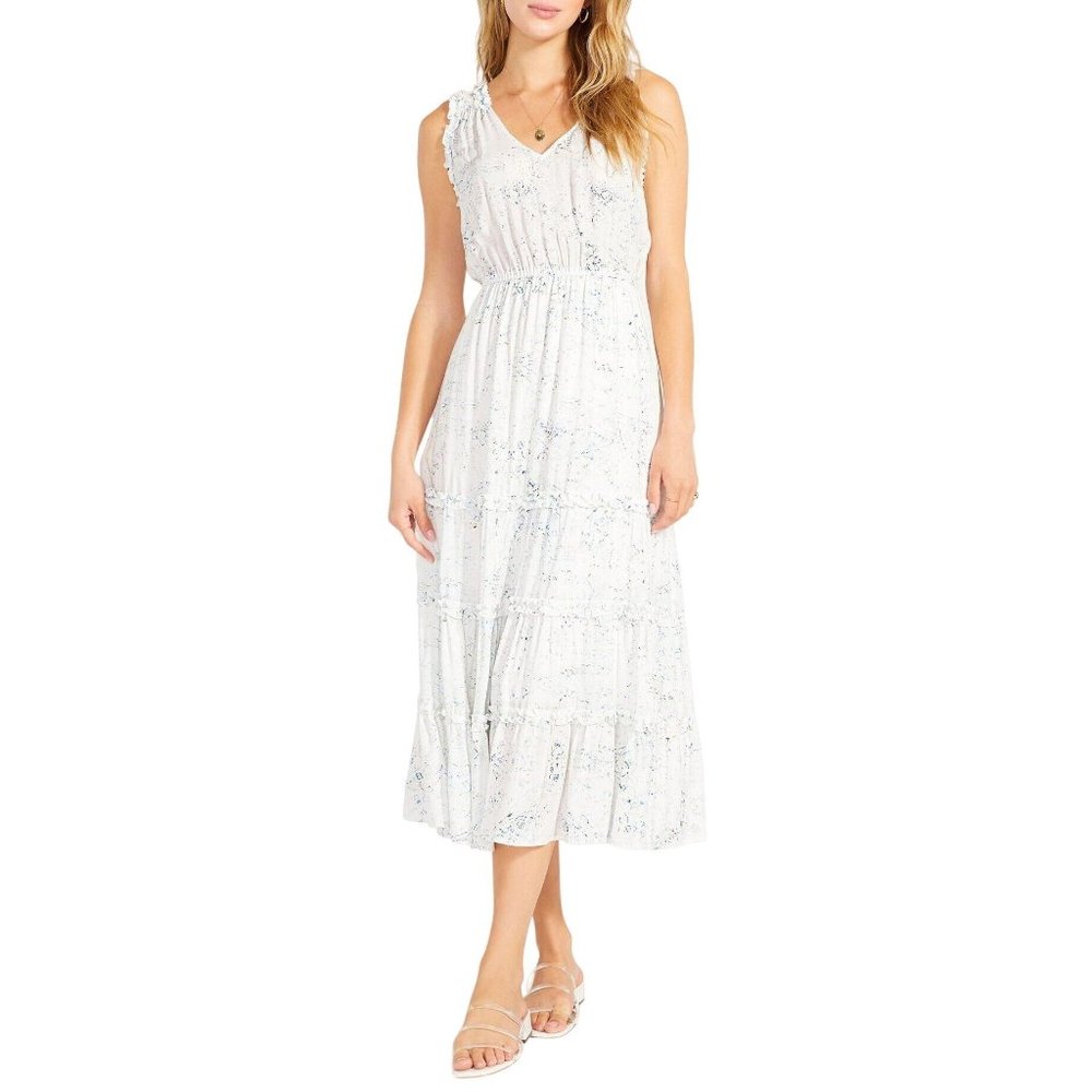 NEW BB DAKOTA X STEVE MADDEN Crystal Clear Print Tiered Midi Dress Small 0036